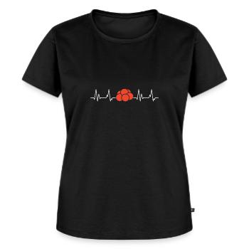 Schwarzwaldmädel Bollen Herzschlag - Frauen Premium Bio T-Shirt - Schwarz - Vorne - Selfina (174cm)