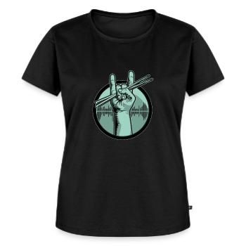 Schlagzeug Drumsticks - Frauen Premium Bio T-Shirt - Schwarz - Vorne - Selfina (174cm)