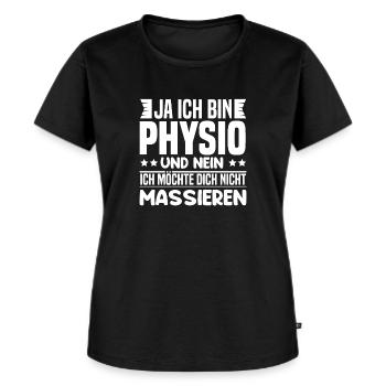 Physio Masseur Shirt Geschenke für Herren Damen - Frauen Premium Bio T-Shirt - Schwarz - Vorne - Selfina (174cm)