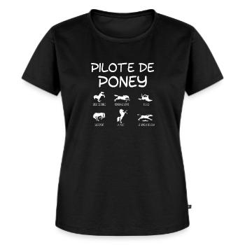 Pilote de Poney, Cheval - T-shirt Premium bio Femme - noir - Devant - Selfina (174cm)