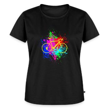 Vélo de route avec des éclaboussures colorées de couleur - T-shirt Premium bio Femme - noir - Devant - Selfina (174cm)