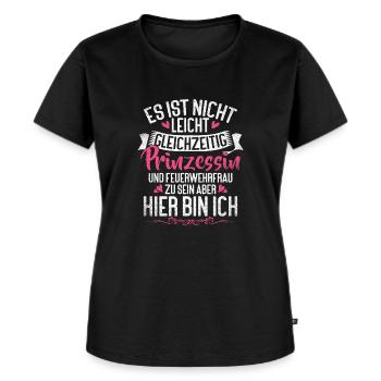 Feuerwehr Prinzessin Feuerwehrfrau Freiwillige - Frauen Premium Bio T-Shirt - Schwarz - Vorne - Selfina (174cm)
