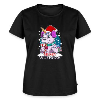 Weihnachten Hund Einhorn - Frauen Premium Bio T-Shirt - Schwarz - Vorne - Selfina (174cm)