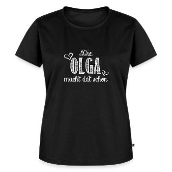 olga - Frauen Premium Bio T-Shirt - Schwarz - Vorne - Selfina (174cm)
