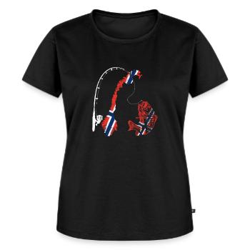 Norvège Fishing Tour Pêche - T-shirt Premium bio Femme - noir - Devant - Selfina (174cm)