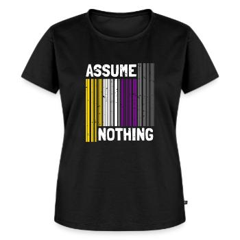 Nonbinary I LGBT Pride I Flag Barcode I Assume - Frauen Premium Bio T-Shirt - Schwarz - Vorne - Selfina (174cm)