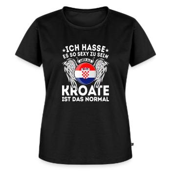 Kroatien kroatische Flagge - Frauen Premium Bio T-Shirt - Schwarz - Vorne - Selfina (174cm)