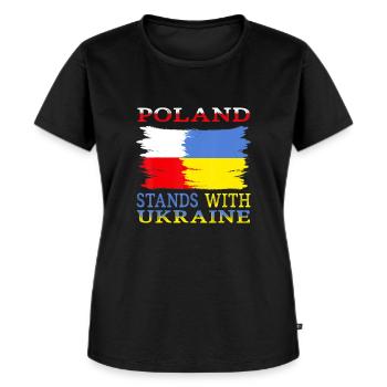 Soutien Pologne Ukraine - T-shirt Premium bio Femme - noir - Devant - Selfina (174cm)