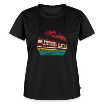 Retro Wuppertaler Schwebebahn Historisches Vintage - Frauen Premium Bio T-Shirt - Schwarz - Vorne - Selfina (174cm)