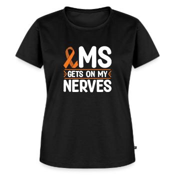 MS Gets On My Nerves Multiple Sclerosis Awareness - Frauen Premium Bio T-Shirt - Schwarz - Vorne - Selfina (174cm)