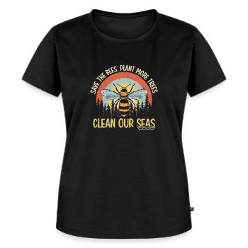 Save The Bees Plant More Trees Clean Seas - T-shirt Premium bio Femme - noir - Devant - Selfina (174cm)