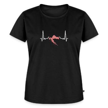 Kroatien Vintage Karte Herzschlag Flagge Kroate - Frauen Premium Bio T-Shirt - Schwarz - Vorne - Selfina (174cm)