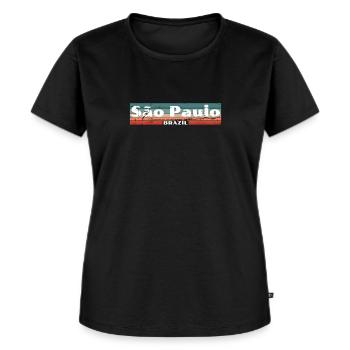 São Paulo Brésil Vintage Brasilien Retro - T-shirt Premium bio Femme - noir - Devant - Selfina (174cm)