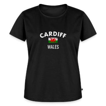 Cardiff Wales Vintage Welsh Flag Welsh - Women's Premium Organic T-shirt - black - Front - Selfina (174cm)