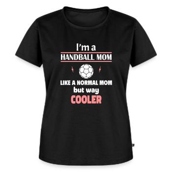 Ich bin eine Handball-Mama - Frauen Premium Bio T-Shirt - Schwarz - Vorne - Selfina (174cm)