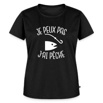 Je peux pas j'ai pêche - T-shirt Premium bio Femme - noir - Devant - Selfina (174cm)
