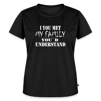 Proverbes Funny - T-shirt Premium bio Femme - noir - Devant - Selfina (174cm)