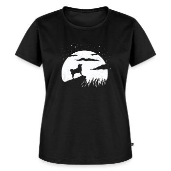 Akita Geschenkidee - Frauen Premium Bio T-Shirt - Schwarz - Vorne - Selfina (174cm)