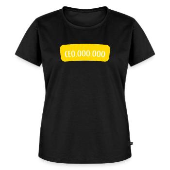 ceo oblique -cadeau directeur- cadeau directrice - - T-shirt Premium bio Femme - noir - Devant - Selfina (174cm)