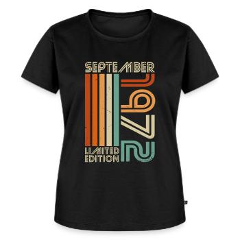 Septembre 1972 Vintage Retro Anniversaire - T-shirt Premium bio Femme - noir - Devant - Selfina (174cm)