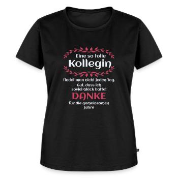 Danke - Kollegin - Geschenk - Arbeit - Büro - Job - Frauen Premium Bio T-Shirt - Schwarz - Vorne - Selfina (174cm)