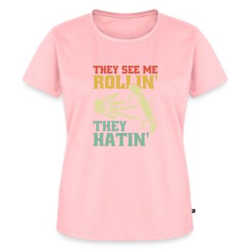 Fingerboard Hand Skateboarding Fingerboarding - Frauen Premium Bio T-Shirt - Rosa - Vorne - AI Model Female 172 dark (172cm)