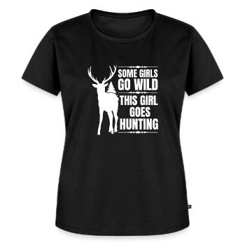 Hirschjagd Jägerin Spruch Jagd - Frauen Premium Bio T-Shirt - Schwarz - Vorne - Selfina (174cm)
