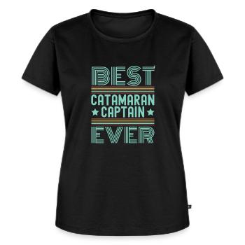 Katamaran Segelsegler Bester Katamaran Kapitän - Frauen Premium Bio T-Shirt - Schwarz - Vorne - Selfina (174cm)