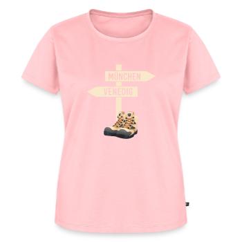 Alpenüberquerung München Venedig Fernwanderweg - Frauen Premium Bio T-Shirt - Rosa - Vorne - AI Model Female 172 dark (172cm)