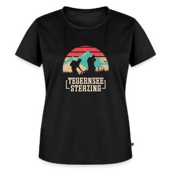 Alpenüberquerung Tegernsee Sterzing - Frauen Premium Bio T-Shirt - Schwarz - Vorne - Selfina (174cm)