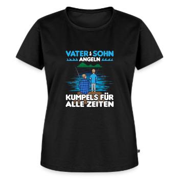 Angeln Vater Sohn Partnerlook - Frauen Premium Bio T-Shirt - Schwarz - Vorne - Selfina (174cm)