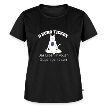 9 Euro Ticket Das Leben in vollen Zügen genießen - Frauen Premium Bio T-Shirt - Schwarz - Vorne - Selfina (174cm)