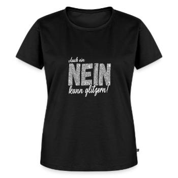 Auch ein NEIN kann glitzern! Lustiger Spruch - Frauen Premium Bio T-Shirt - Schwarz - Vorne - Selfina (174cm)