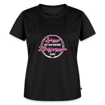 Zuhause ist wo meine 2 Griffsprossen sind Rhönrad - Frauen Premium Bio T-Shirt - Schwarz - Vorne - Selfina (174cm)