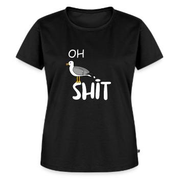 Oh shit - Seagull - Seagull poop - Women's Premium Organic T-shirt - black - Front - Selfina (174cm)