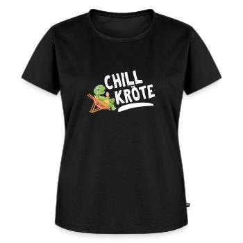 Chillkröte | Lustiges Schildkröte Chiller - Frauen Premium Bio T-Shirt - Schwarz - Vorne - Selfina (174cm)
