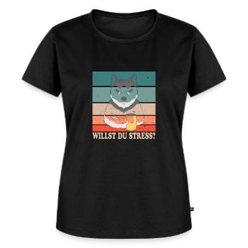 Willst Du Stress? Design für Husky Fans - Frauen Premium Bio T-Shirt - Schwarz - Vorne - Selfina (174cm)