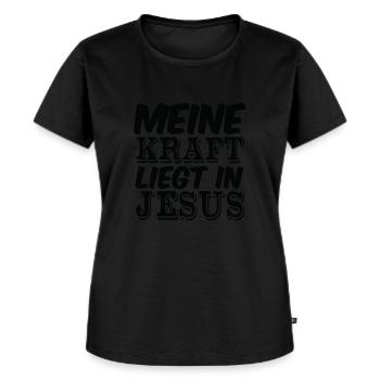 Meine Kraft Liegt In Jesus Christentum Glaub - Frauen Premium Bio T-Shirt - Schwarz - Vorne - Selfina (174cm)