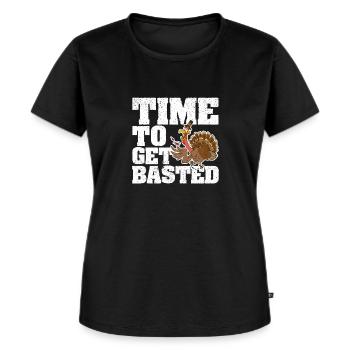 Lustiger Wein Erntedankfest Truthahn Witz Zeit - Frauen Premium Bio T-Shirt - Schwarz - Vorne - Selfina (174cm)