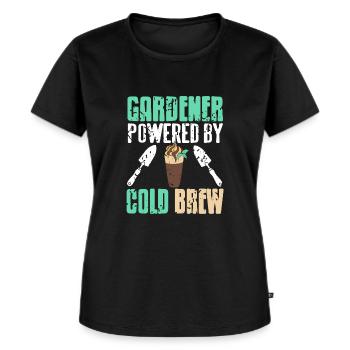 Jardinier propulsé par Cold Brew Cool Vintage Present - T-shirt Premium bio Femme - noir - Devant - Selfina (174cm)