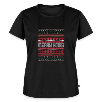 Merry Xmas Christmas Shirt - Retro - Women's Premium Organic T-shirt - black - Front - Selfina (174cm)