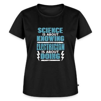 La science sur la connaissance de l’électricien consiste à faire - T-shirt Premium bio Femme - noir - Devant - Selfina (174cm)