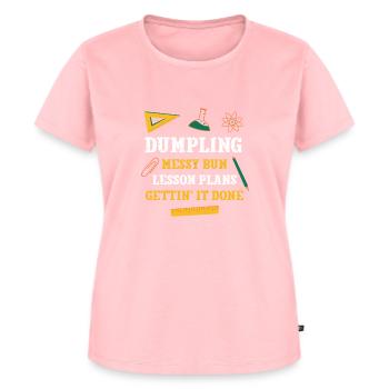 Dumpling Messy Bun Lesson Plans Funny Teacher - Frauen Premium Bio T-Shirt - Rosa - Vorne - AI Model Female 172 dark (172cm)