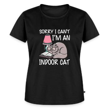 Katze Buchliebhaber Bücher Lesen - Frauen Premium Bio T-Shirt - Schwarz - Vorne - Selfina (174cm)