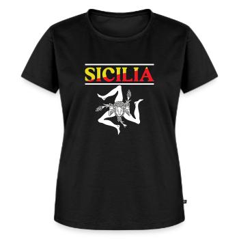 Drapeau de la Sicile Sicile Palerme Italie - T-shirt Premium bio Femme - noir - Devant - Selfina (174cm)