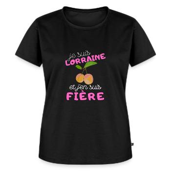 Cadeau Femme Lorraine Mirabelle Noel Anniversaire - T-shirt Premium bio Femme - noir - Devant - Selfina (174cm)