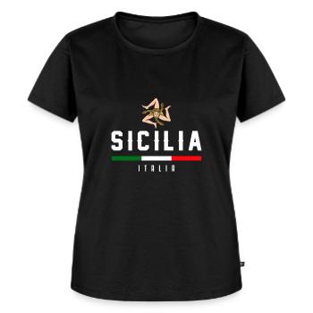 Sicile drapeau Sicile Palerme Italie - T-shirt Premium bio Femme - noir - Devant - Selfina (174cm)