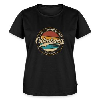 Oldenburg Echte Legenden leben in Oldenburger - Frauen Premium Bio T-Shirt - Schwarz - Vorne - Selfina (174cm)