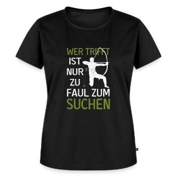 Wer Trifft Ist Zu Faul Zum Suchen Bogenschütze - Frauen Premium Bio T-Shirt - Schwarz - Vorne - Selfina (174cm)