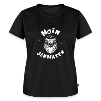 MOIN Janmaten Seebär Kapitän - Frauen Premium Bio T-Shirt - Schwarz - Vorne - Selfina (174cm)